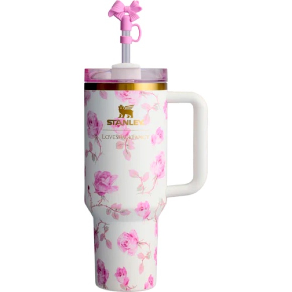 NEVER OPENED Stanley x LoveShackFancy 40oz Quencher NWT White Ribbon Rosa